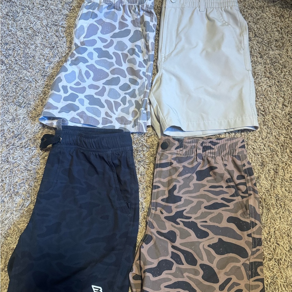 BURLEBO Kids Camo and Solid Shorts Set - Gray, Cream, Black, Brown